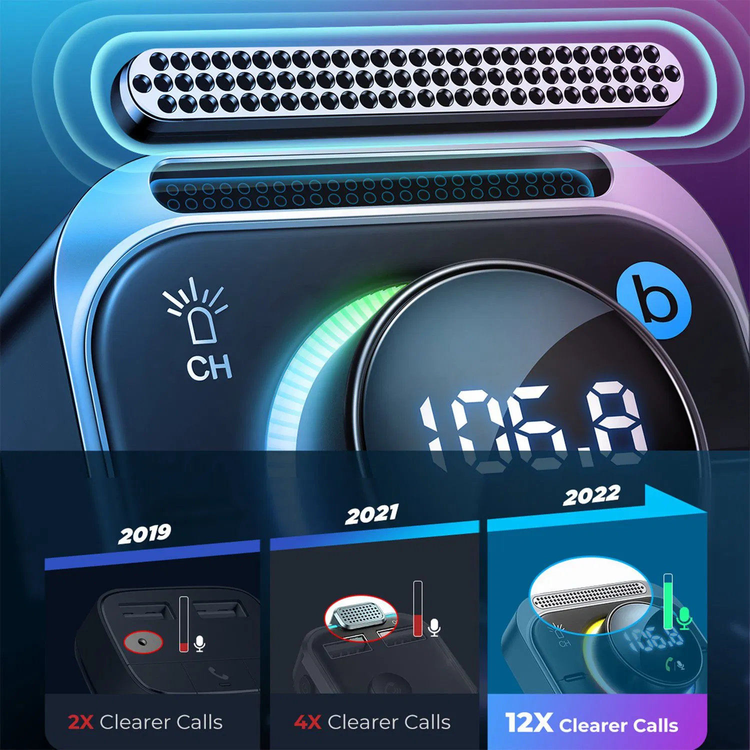 Best 30W Pd Type-C + USB Car Charger LED Display Bluetooth Adapter FM Transmitter with Coiled Cable