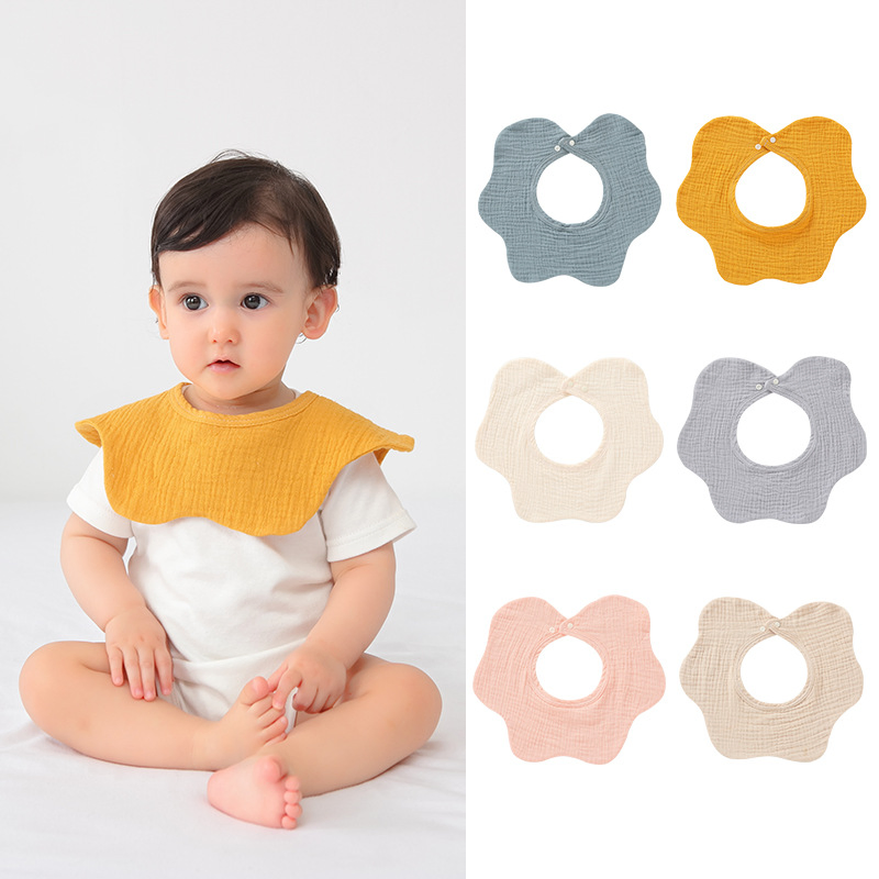 360° Rotatable Drool Bibs - 4-Layer Organic Cotton Bandana Bib for Babies