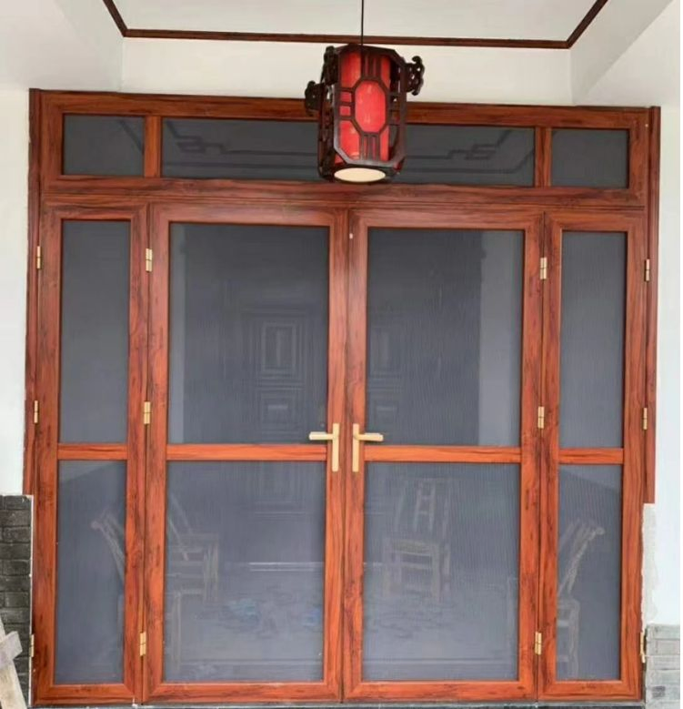 Wholesale Flat Screen Doors Windows Aluminum Alloy Gold Steel Mesh Low Gauge Trackless Invisible Folding Screen Doors Windows