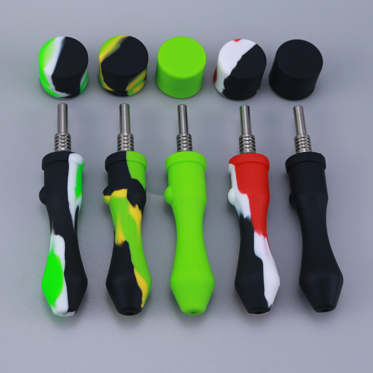 Easy Cleaning Silicone Smoking Pipe with Titanium Nail Custom Smoke Collector