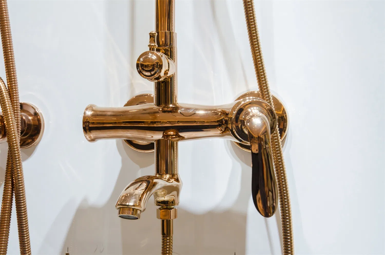 Modern Overhead Hot Cold Bathroom Shower Faucet Set Rose Gold