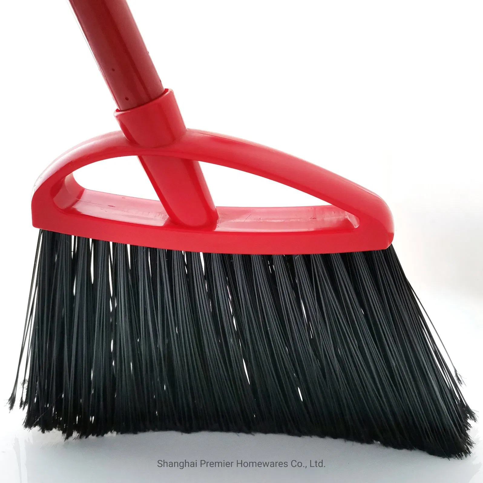 Angle Broom and Clip-on Dustpan Set, Slim Hand Broom Handle 48 Inches Tall, Clip on Dust Pan with Low Edge Rubber Lip