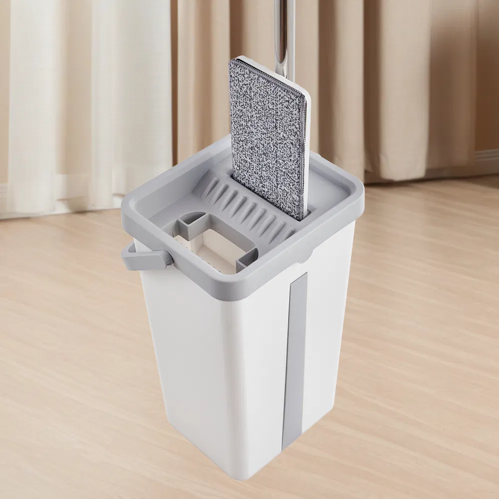 Efficient Household Flat Mop Stainless Steel Handle Self-Wringing Microfiber Mop