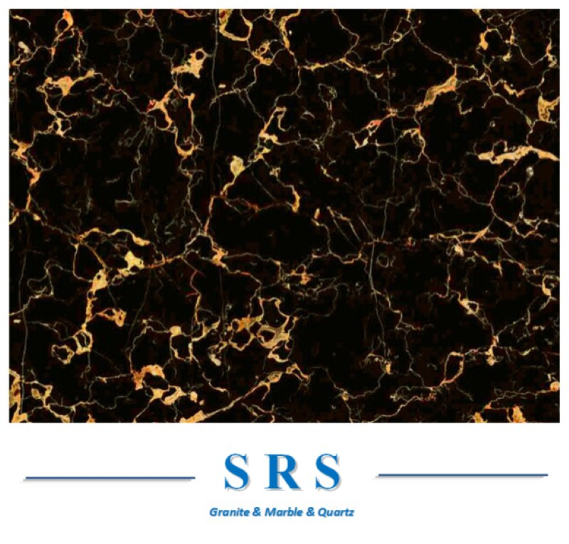 Polished Black and Gold Portoro Marble for Slab/Tile/Countertop/Table Top