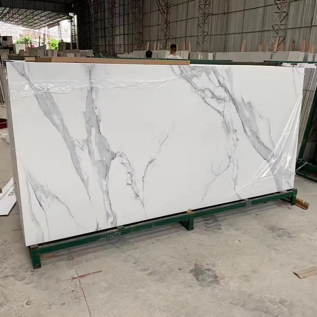 Porcelain Marble Glossy Slab Sintered Stone Tile House Decoration Artificial Stone Calacatta White Sintered Stone Slab