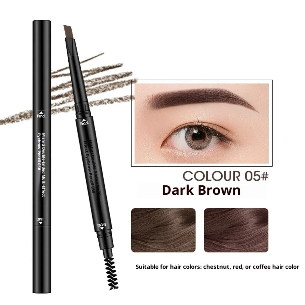 Two Sided Triangle Tip Eyebrow Pencil with Micro Point and Blending Spoolie