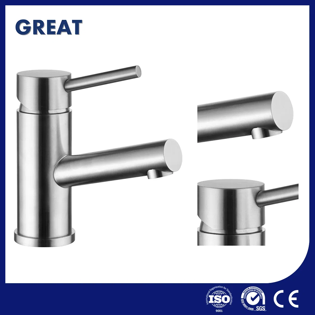 Great 3 Hole Bathroom Sink Faucet Suppliers High-Quality Sink Faucet GLS4901s49 Brushed Single Lever Basin Faucet Single Hole Golden Tap for Wash Basin