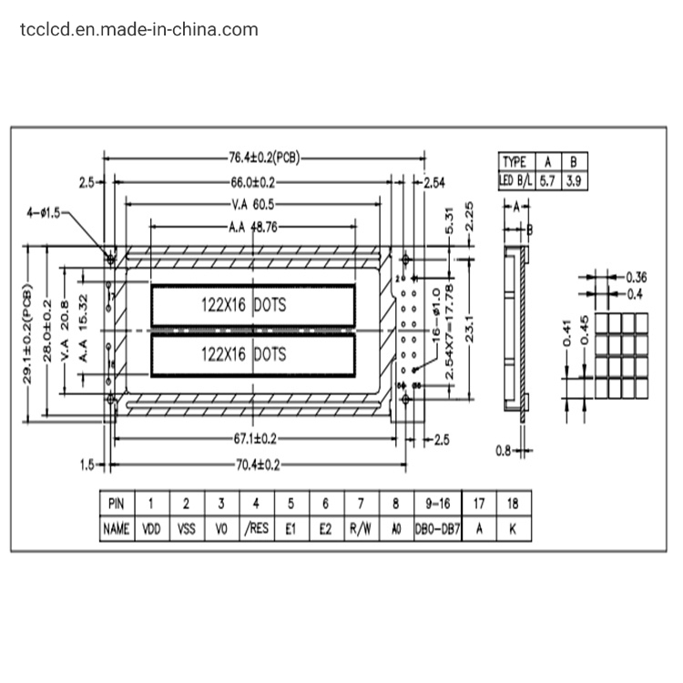 Графический дисплей LCD 122x32 модуль TM12232E-1 B