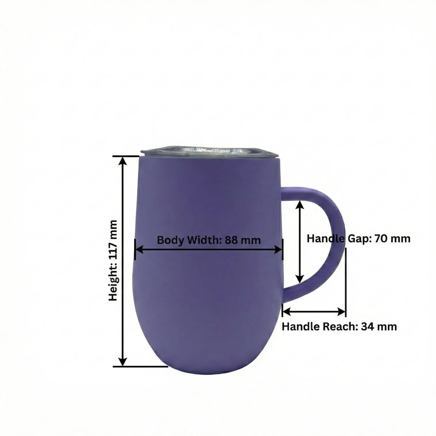 Термокружка яйцо 12 унций, сталь, с ручкой