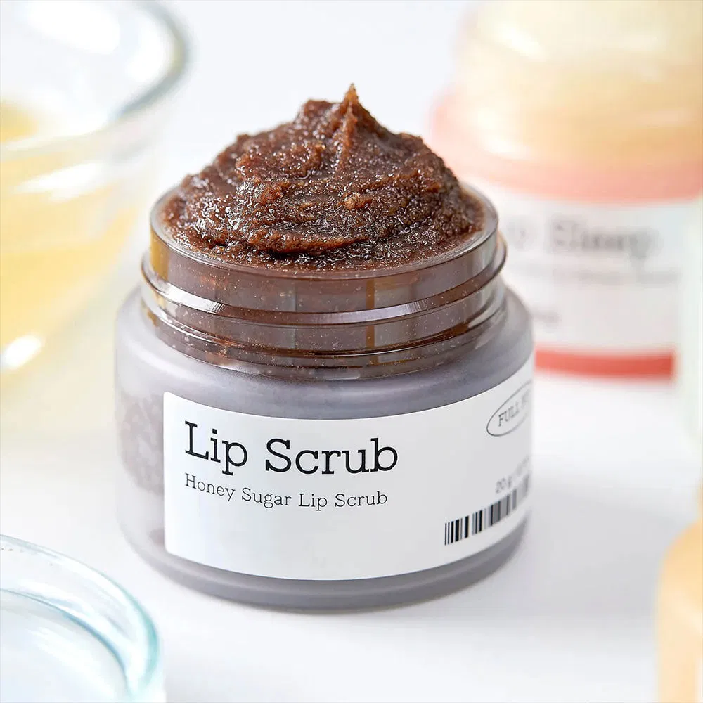 High Quality Custom Logo Natural Honey Sugar Lip Care Scrub Brightening Exfoliating Moisturizing Private Label Lip Scrub