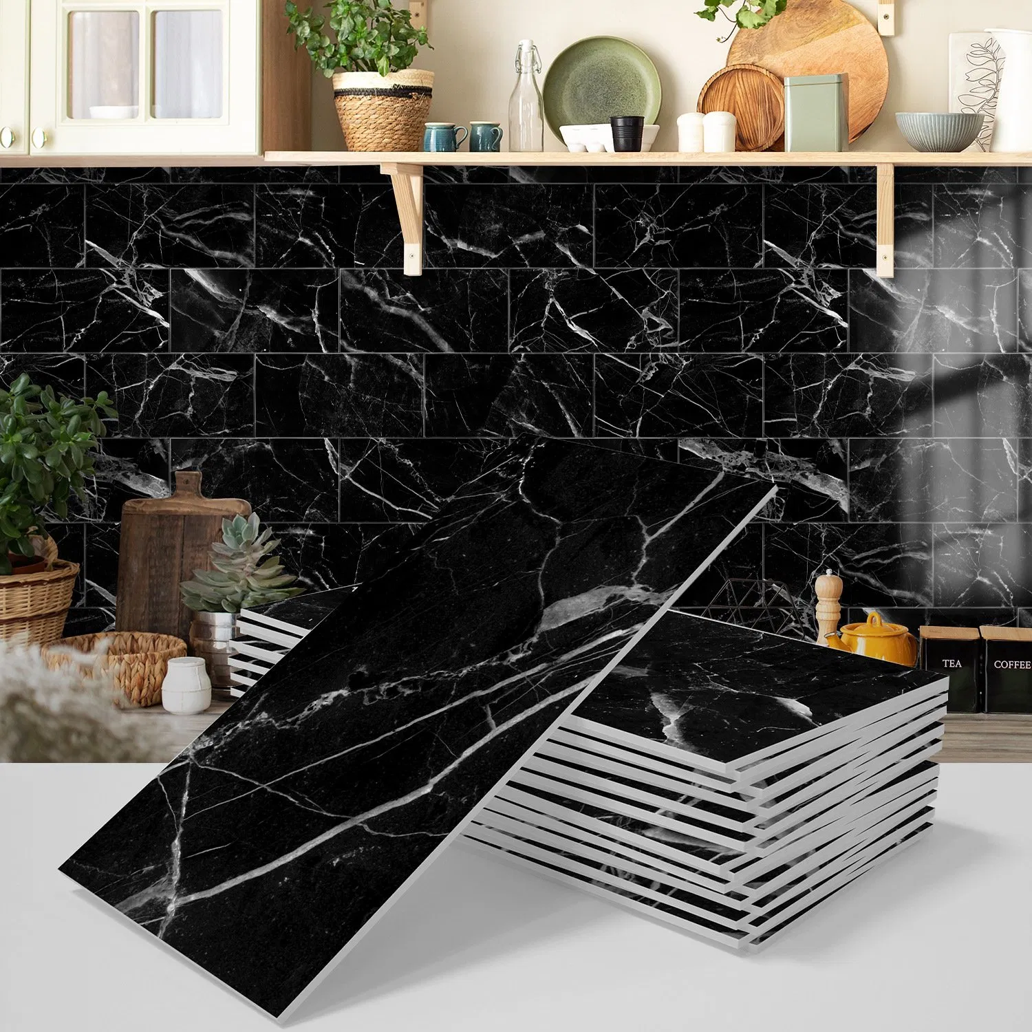 Self-Adhesive Waterproof Foam Marble Peel Wallpaper Thick Wall Sticker for Kitchen