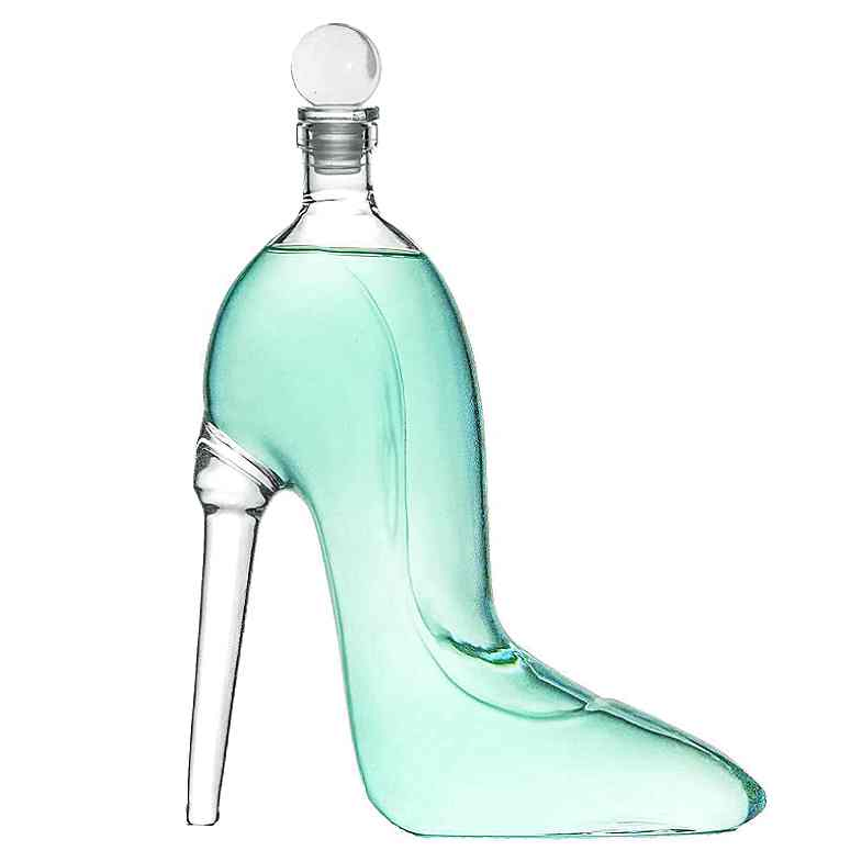 Whiskey and Wine Decanter Handcrafted High Heel Decanter with Stopper for Wine Liquor Rum Bourbon Tequila