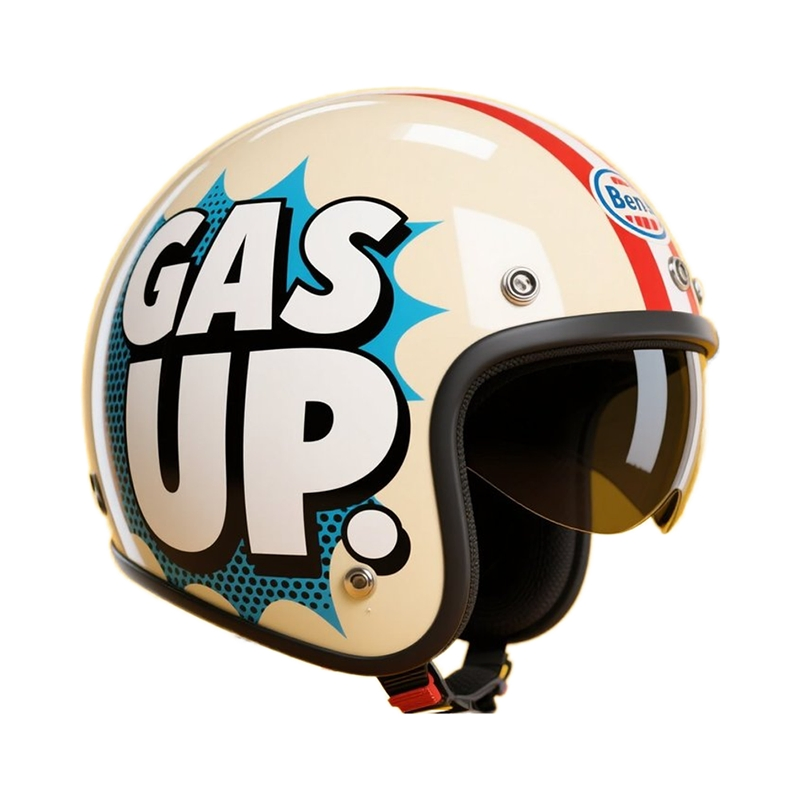 Поликарбонатный шлем с быстросъемным ремнем в винтажном стиле