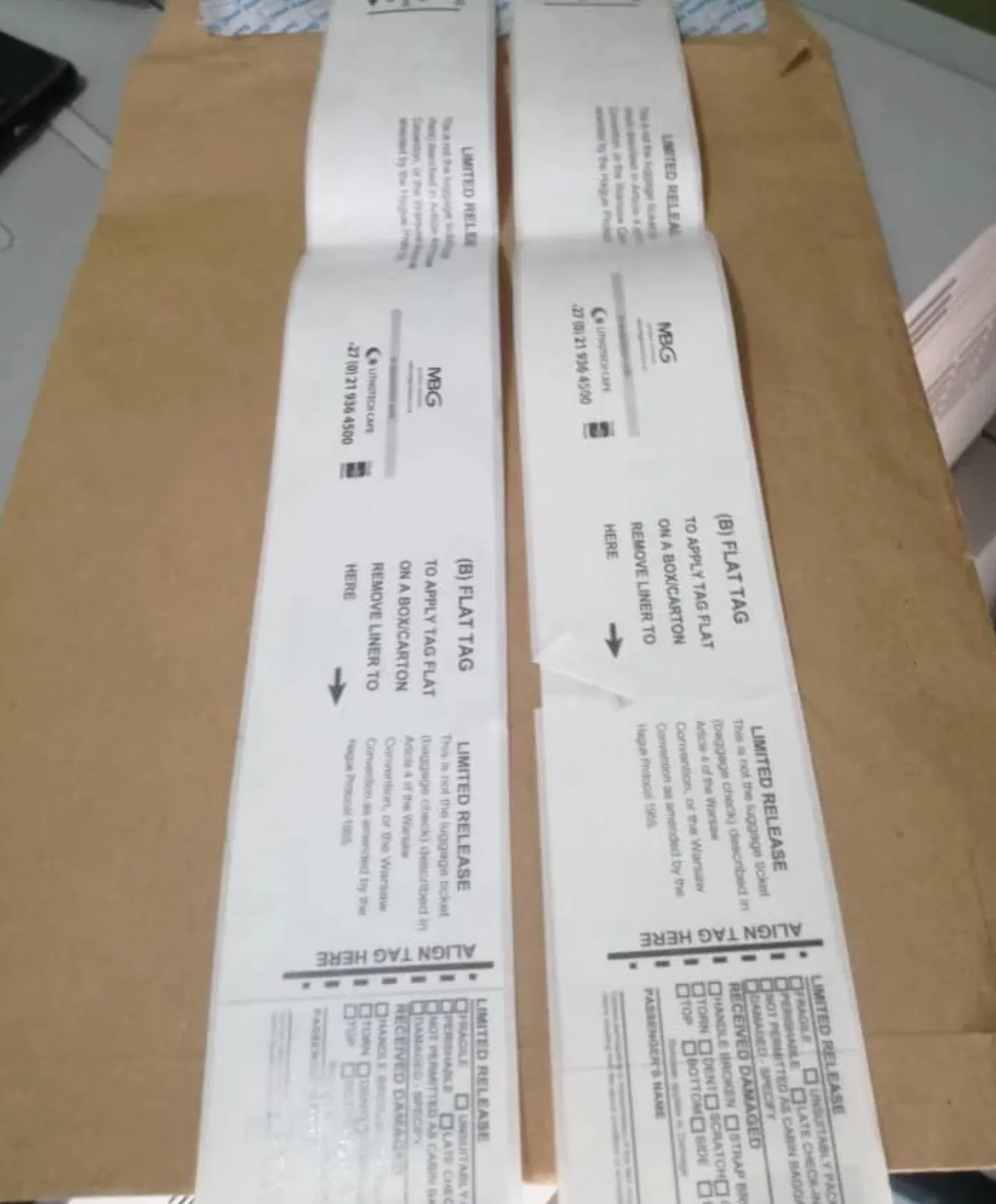 180 -185 Standard Luggage Tag Boarding Pass Printing