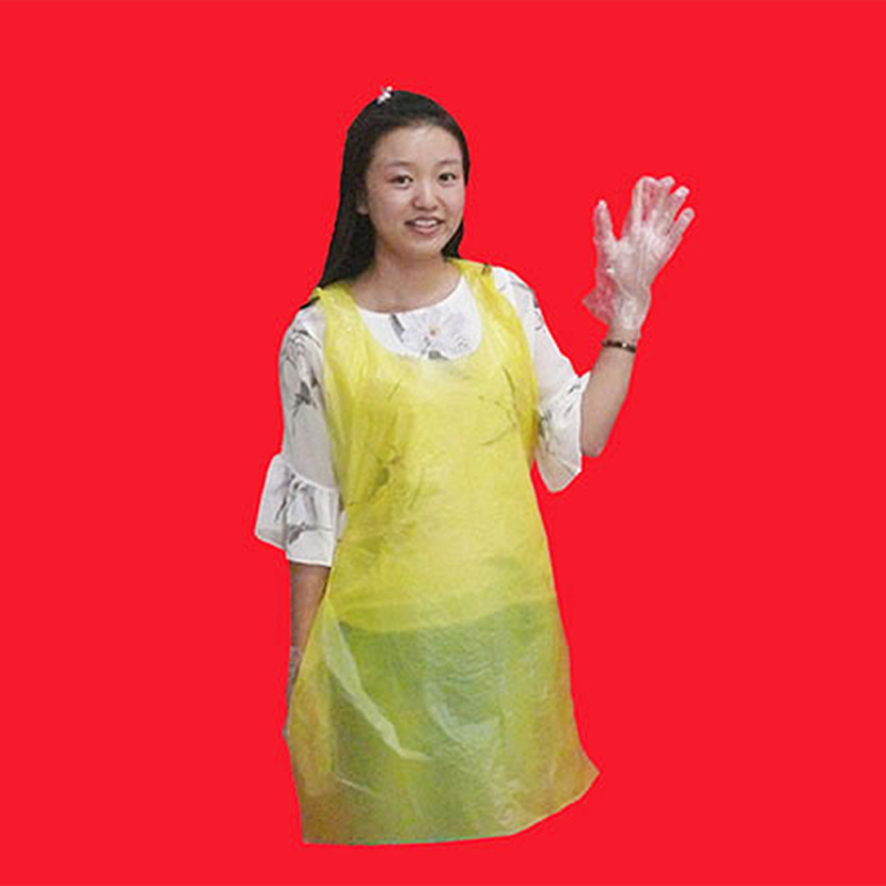 Disposable Plastic PE Yellow Flat Apron
