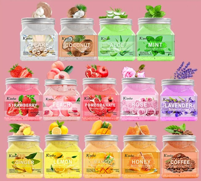 Online Wholesale in Stock Strawberries Bath Scrub Natural Whitening Sugar Body Scrub Exfoliating Ice Cream Facial Organic Skin Care Fruit Salt Ocean