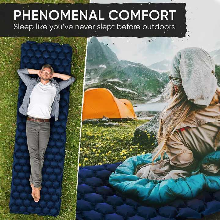 Ultralight TPU Sleeping Pad Inflatable Camping Mattress with Attached Pillow