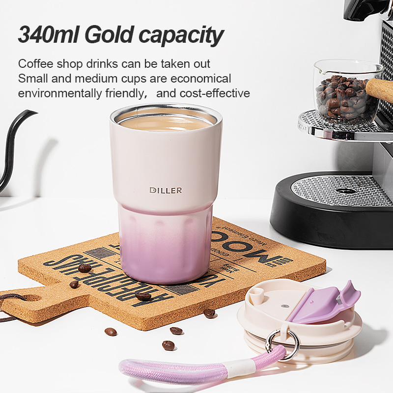 304 Stainless Steel, PP, Silicone Black, Purple, Blue, White, Pink, Rose Red Water Bottles Mug