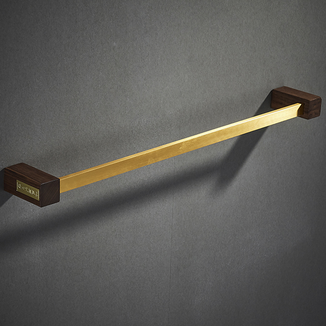 Newest Wall Mounted Walnut Aluminum Bathroom Accessories Brushed Gold Towel Shelf (NC7808)