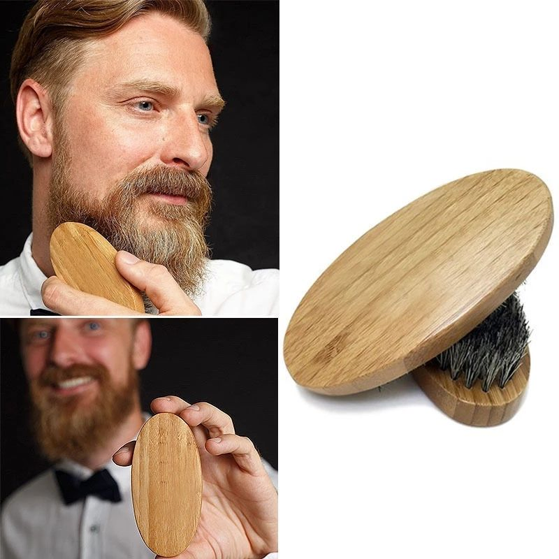 Eco-Friendly Portable Natural Men's Facial Cleansing Tool Beard Brush