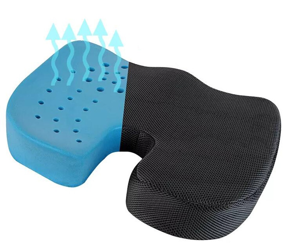 Breathable Office Memory Sponge Cushion Bamboo Cover with Handbag Very Comfortable Memory Foam Cushion