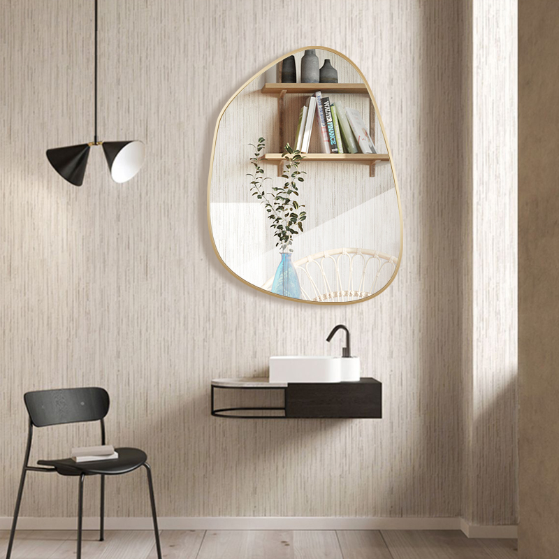 Modern Minimalist Creative Irregular Shaped Metal Frame Decorative Wall Mirror Bathroom Vanity Mirror