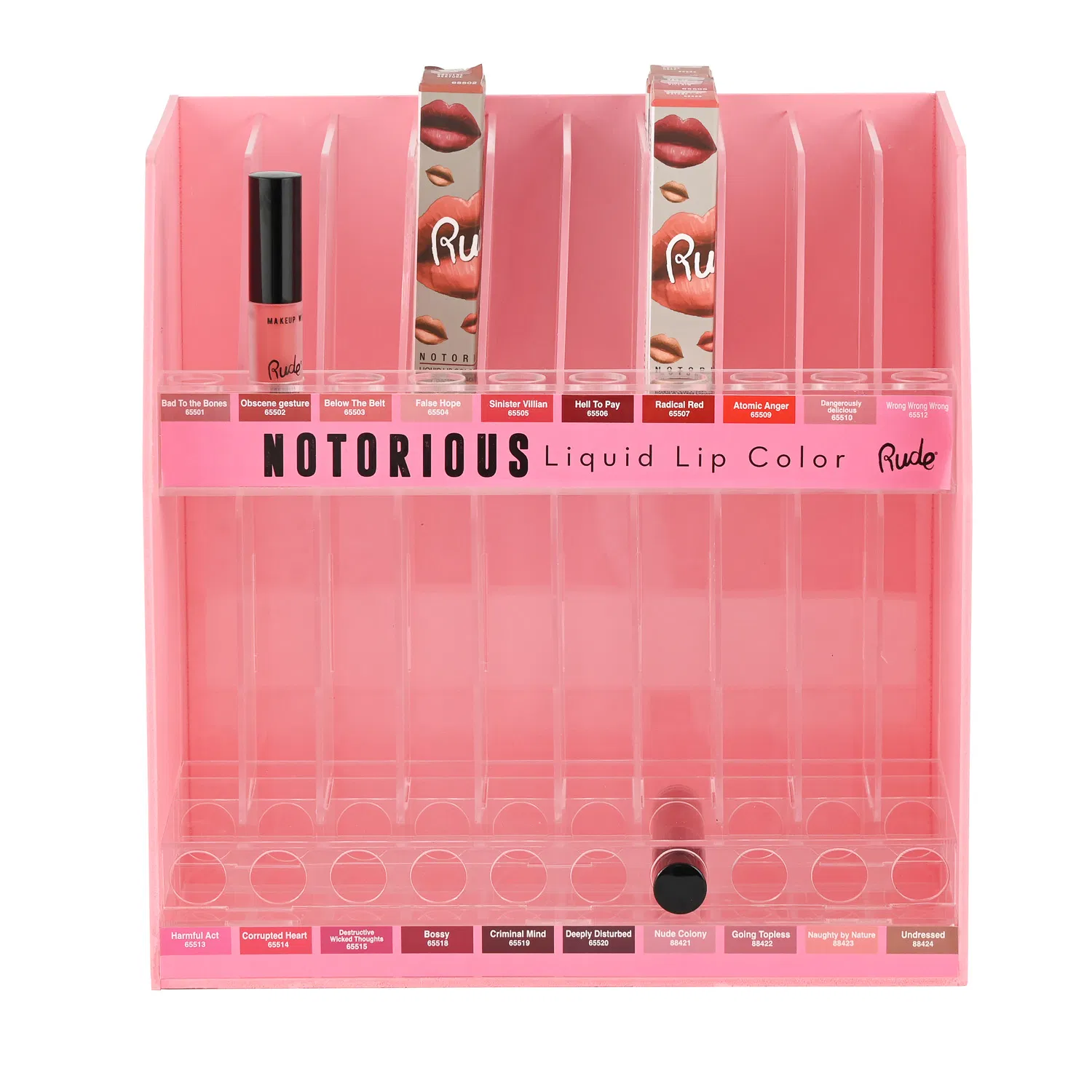 Pink PVC Cosmetic Stand Clear Acrylic Makeup Organizer Display Stand for Beauty Lipstick Retial Display Shelf Customized