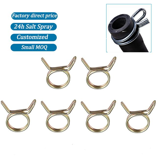 High Quality Custom 65mn Steel Uxcell Double Wire Spring Hose Clamp Hose Fuel Line Silicone Tube Spring Clips