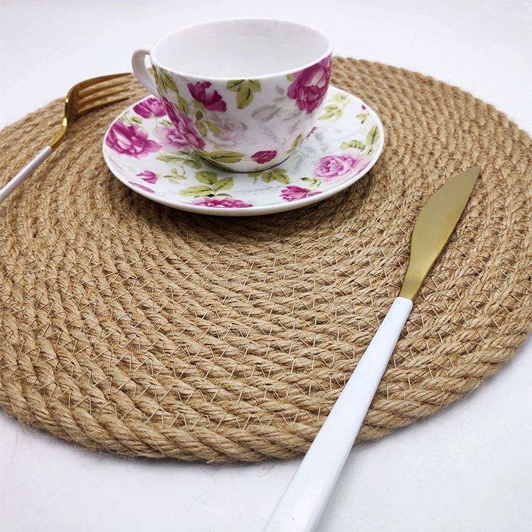 Classic Style Round Jute Placemat Heat Resistant Natural Woven Braided Table Placemats