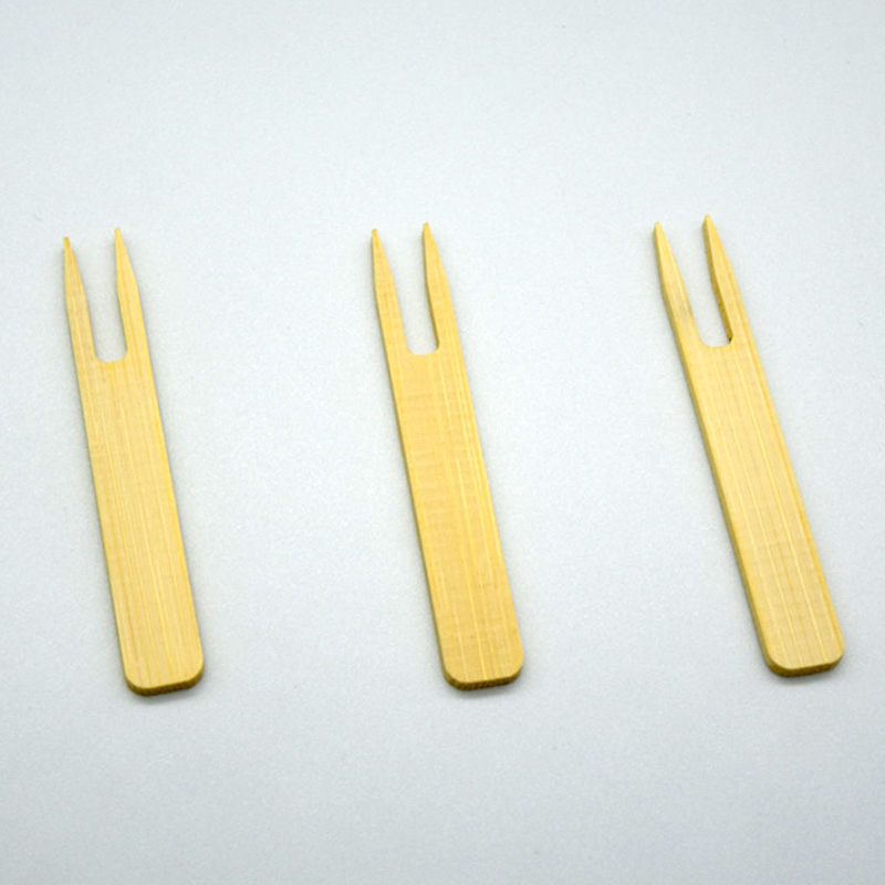 Biodegradable Disposable Bamboo Cutlery 65mm Length Bamboo Fork Custom for Fruit