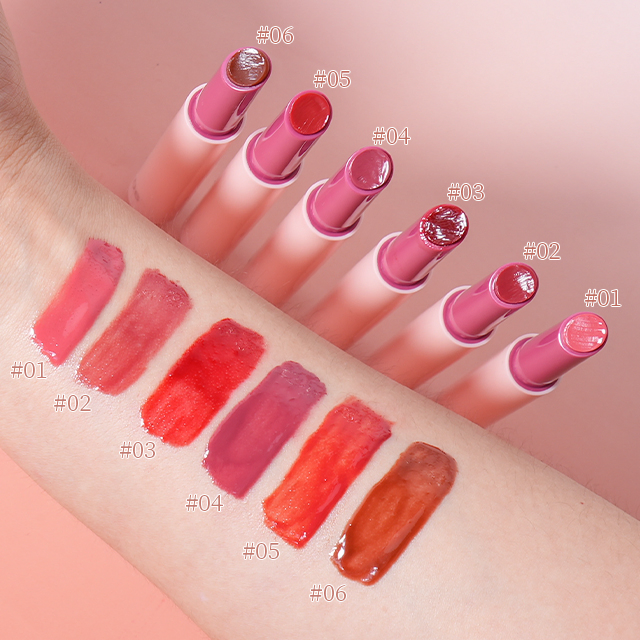 Private Label Lipgloss Stick 6 Colors Waterproof Satin Lipstick Vegan Lip Gloss Stick