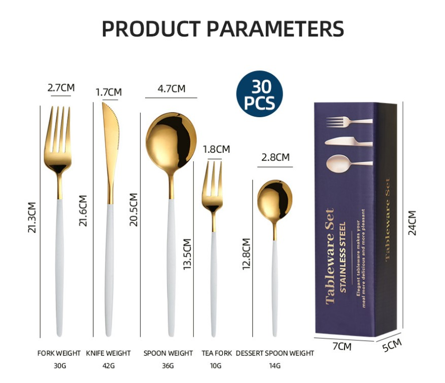 Uniturcky Gold Stainless Steel Eating Utensils Set