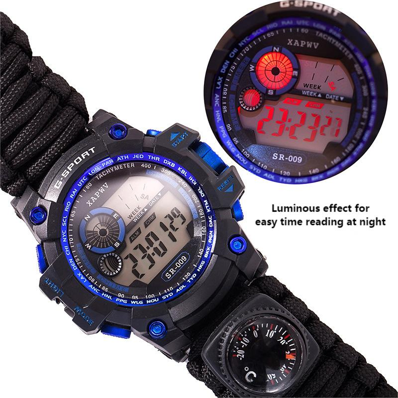 Multi Functional Paracord Waterproof Watch Outdoor Adventure Wristband for Promotion Gift