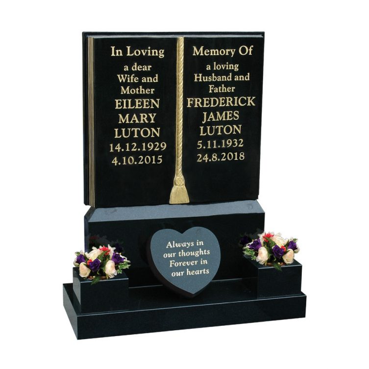 Natural Granite Stone Open Book Gravestone Memorial Plaques for Outside