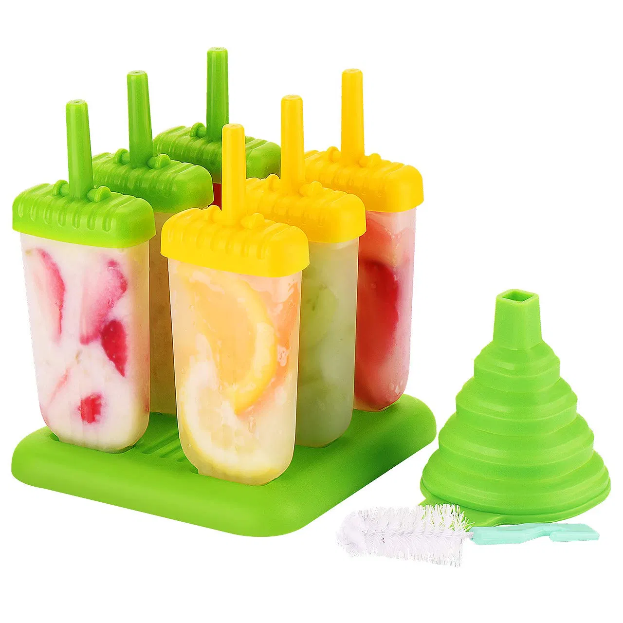 Cartoon Homemade Ice Cream Pop Trays Plastic Ice-Cream Mould Set Silicone Cube Mold for Popsicle Molds Maker Reusable Ice Cream Molds