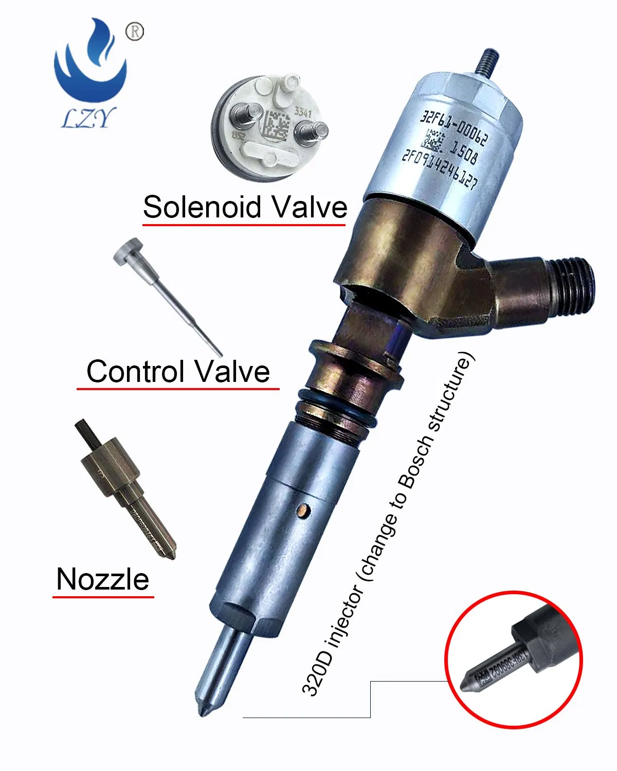 Cat 320D Common Rail Injector для двигателей C6.4/C6.6 (номера: 326-4700, 2645A747, 2645A746, 2645A753)