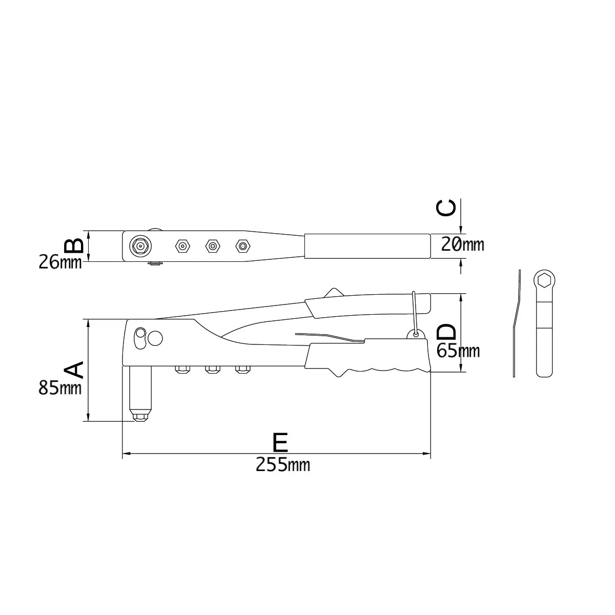 10" Carbon Steel 2.4-4.8mm Hand Riveter, Rivet Gun