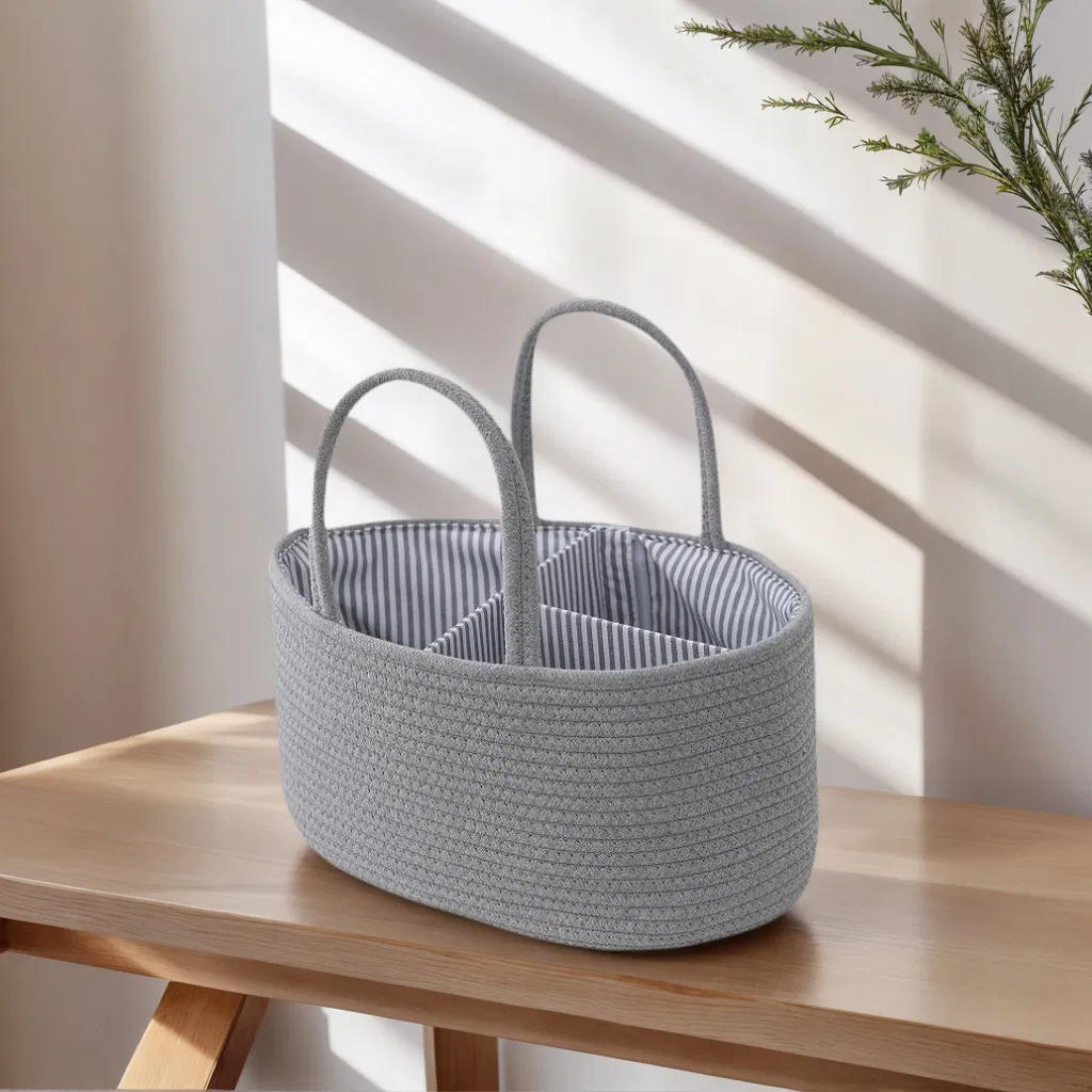 Multi-Functional Cotton Rope Diaper Basket Toy Diaper Caddy Organizer for Baby