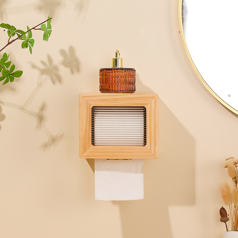 Wooden Box System for Kitchen Tissue and Toilet Paper Roll Dispenser
