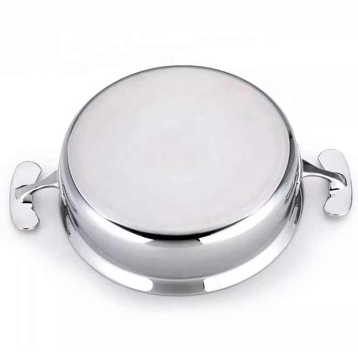 High Quality Factory Directly Supply 304+Aluminum+430 Inside&Outside Polishing with Non Stick Tri-Ply Ss Shallow Casserole