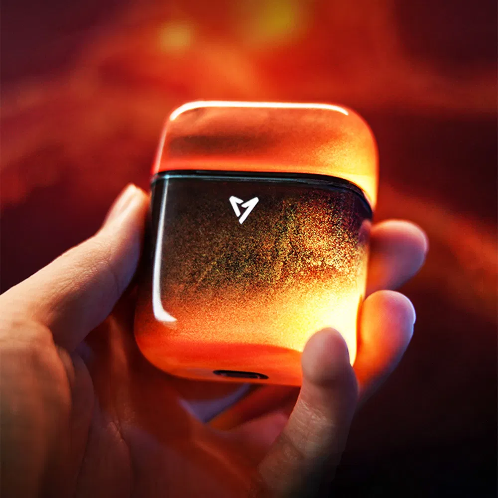 2025 New Bt5.4 Luminous Gaming LED Flashing Light Quicksand Tws Earbuds Enc Noise Cancelling Low Latency Wireless Headphones