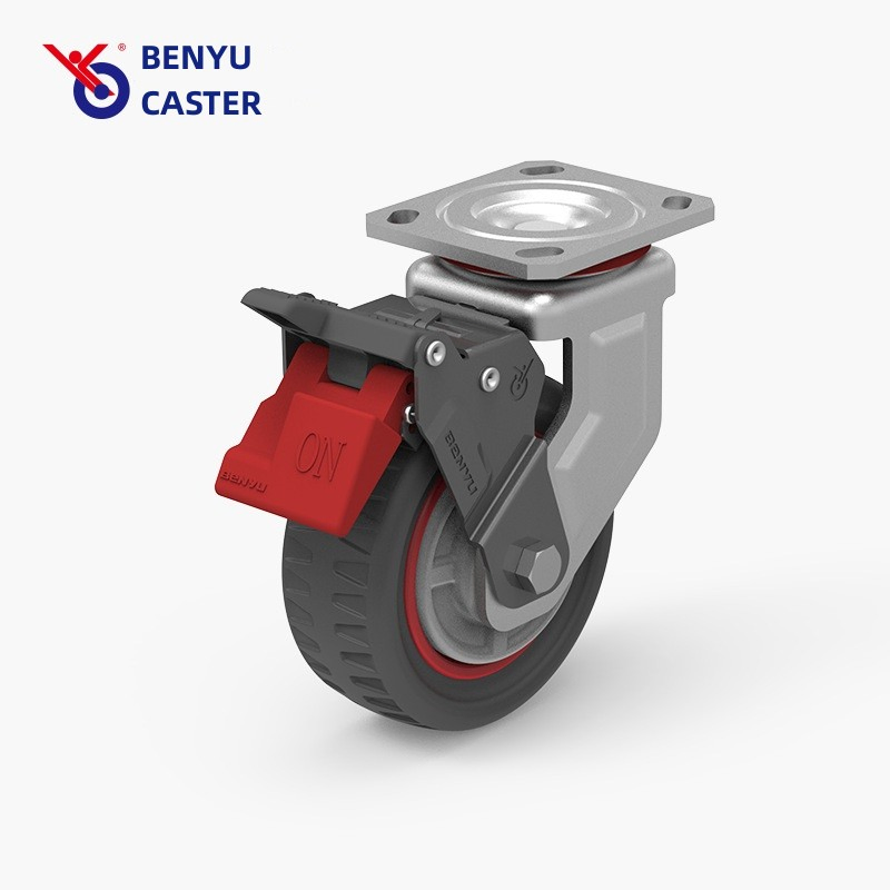 8 Inch Heavy Duty PU Industrial Wheel Swivel Fixed Caster Cart Equipment Wheels with Brake
