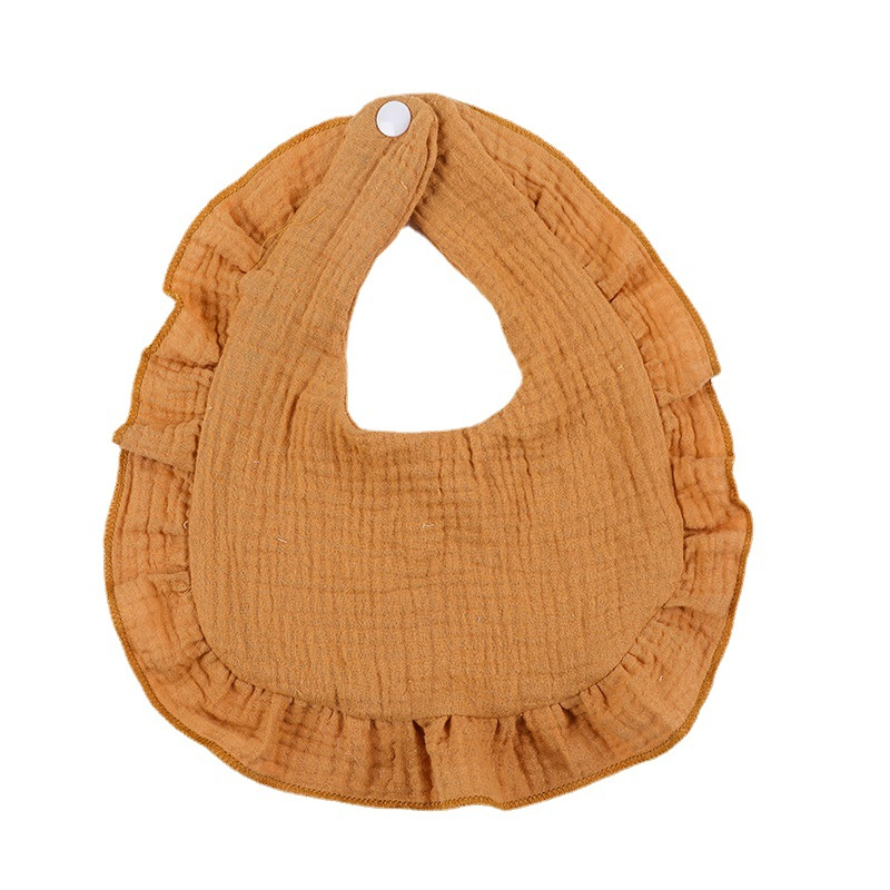 Ins - Style European and American Baby Ruffled Bubble Gauze Infant Bib: Double - Layered Crepe Fabric Drool Bib, a - Class 100% Cotton for Babies