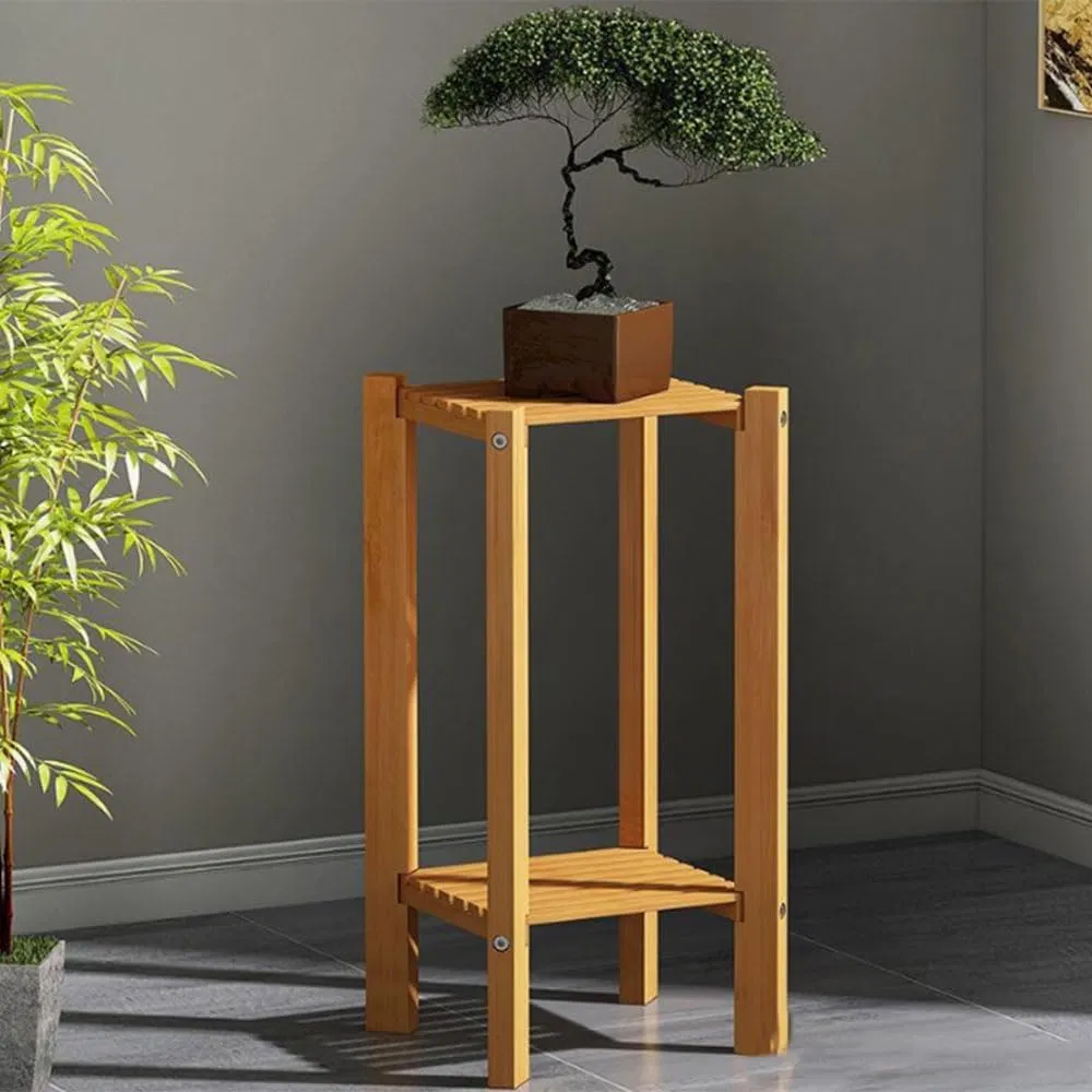 Bamboo Potted Plants, Green Plants, Green Vines, 2-Layer Storage, Bamboo Flower Rack