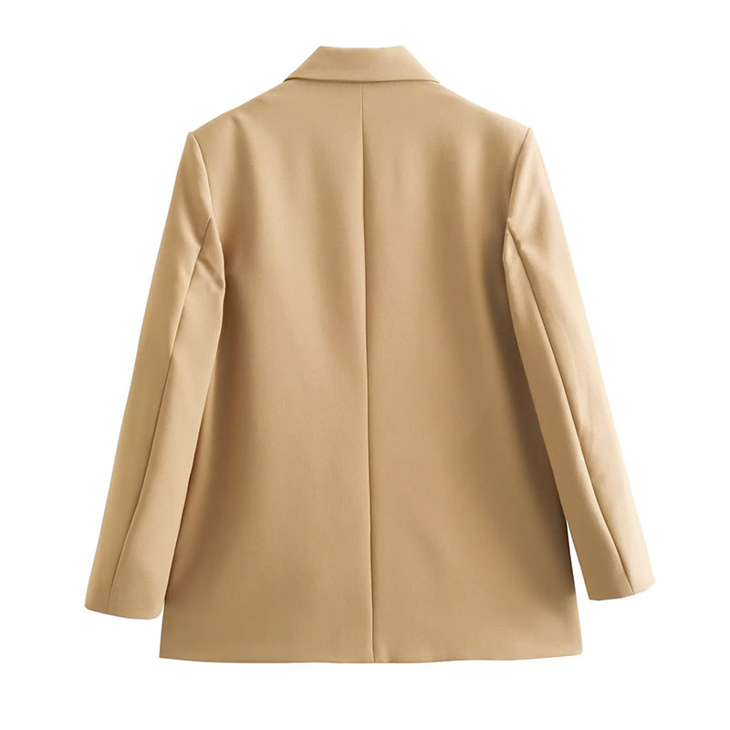 Жакет женский осенний двубортный короткий с декоративными карманами