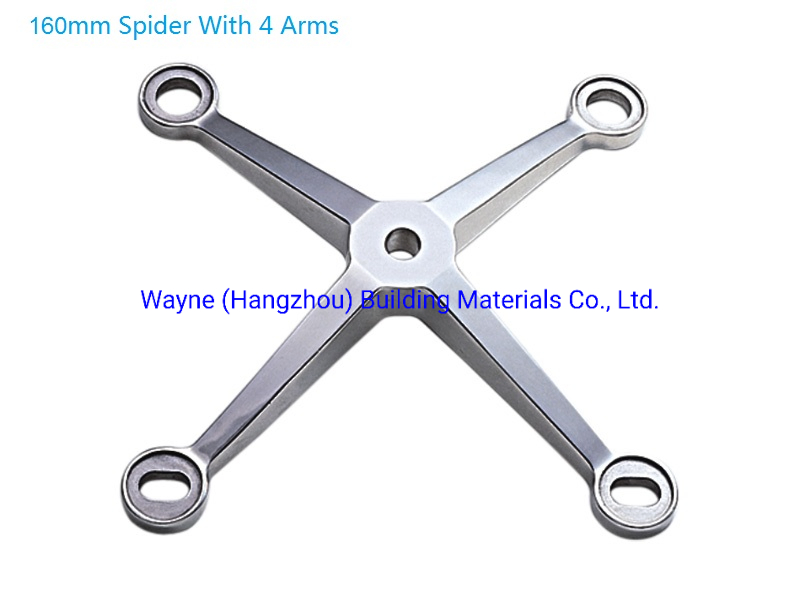 160mm Stainless Steel Glass Spider with 4 Arms; Glass Fitting Hardware, Point-Fixed Curtain Wall Hardware with High Quality and Best Price