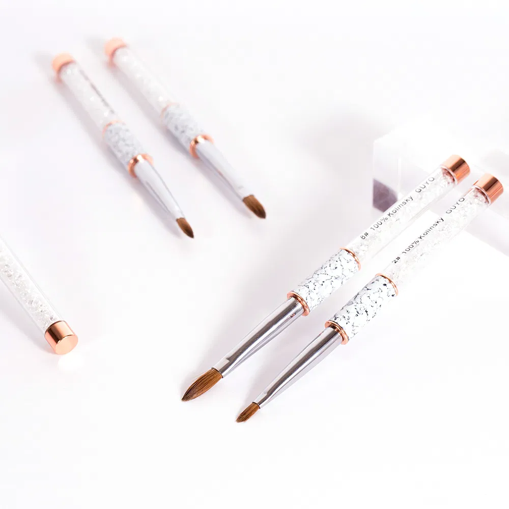 Guyo White Rhinestone Handle Nail Brush with Marbling