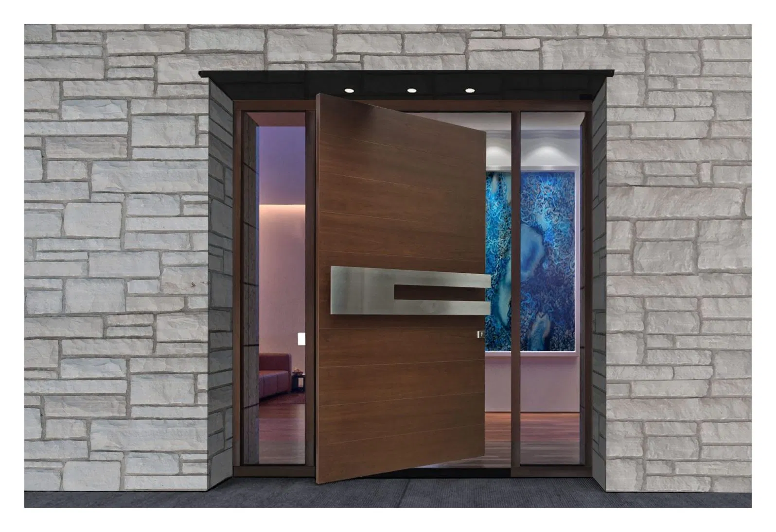 Customized Pivot Solid Walnut Wooden Doors Lateral Entrance Pivot Doors for Villa