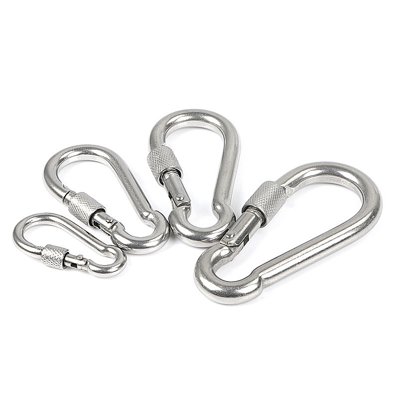 Stainless Steel Snap Hook Carabiner 5#, Climbing Button Carabiner