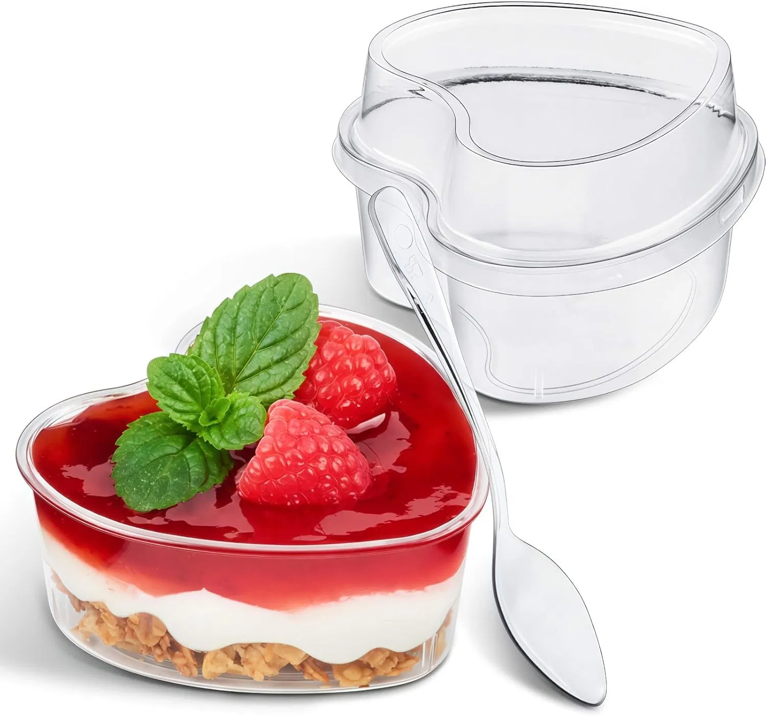 5 Oz Heart Shaped Dessert Cups with Lids